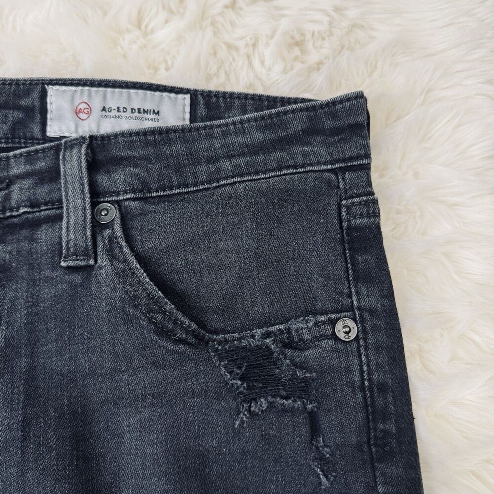 AG ED Adriano Goldschmied Legging Jeans 29 (30x28) Washed Black Distress Womens - Picture 7 of 11